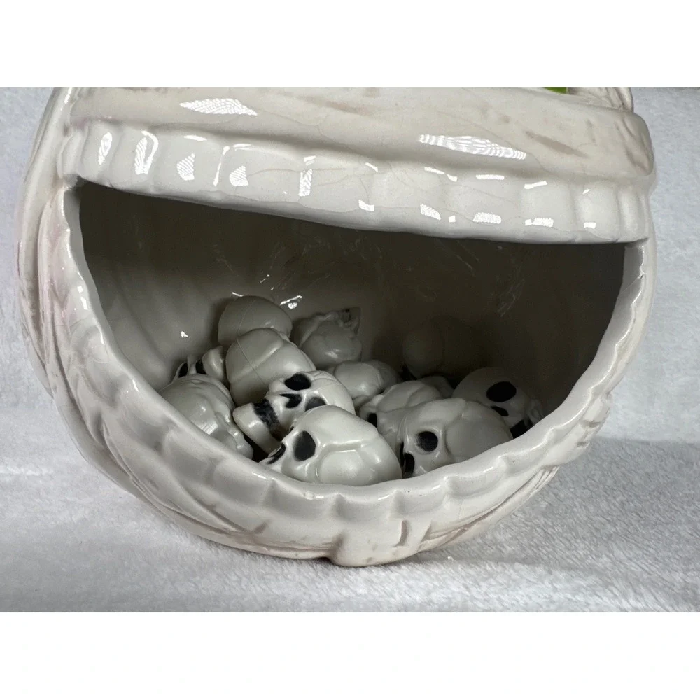 Maxcera Mummy Candy Bowl Unisex OS White Ceramic Halloween Decor mini head skull